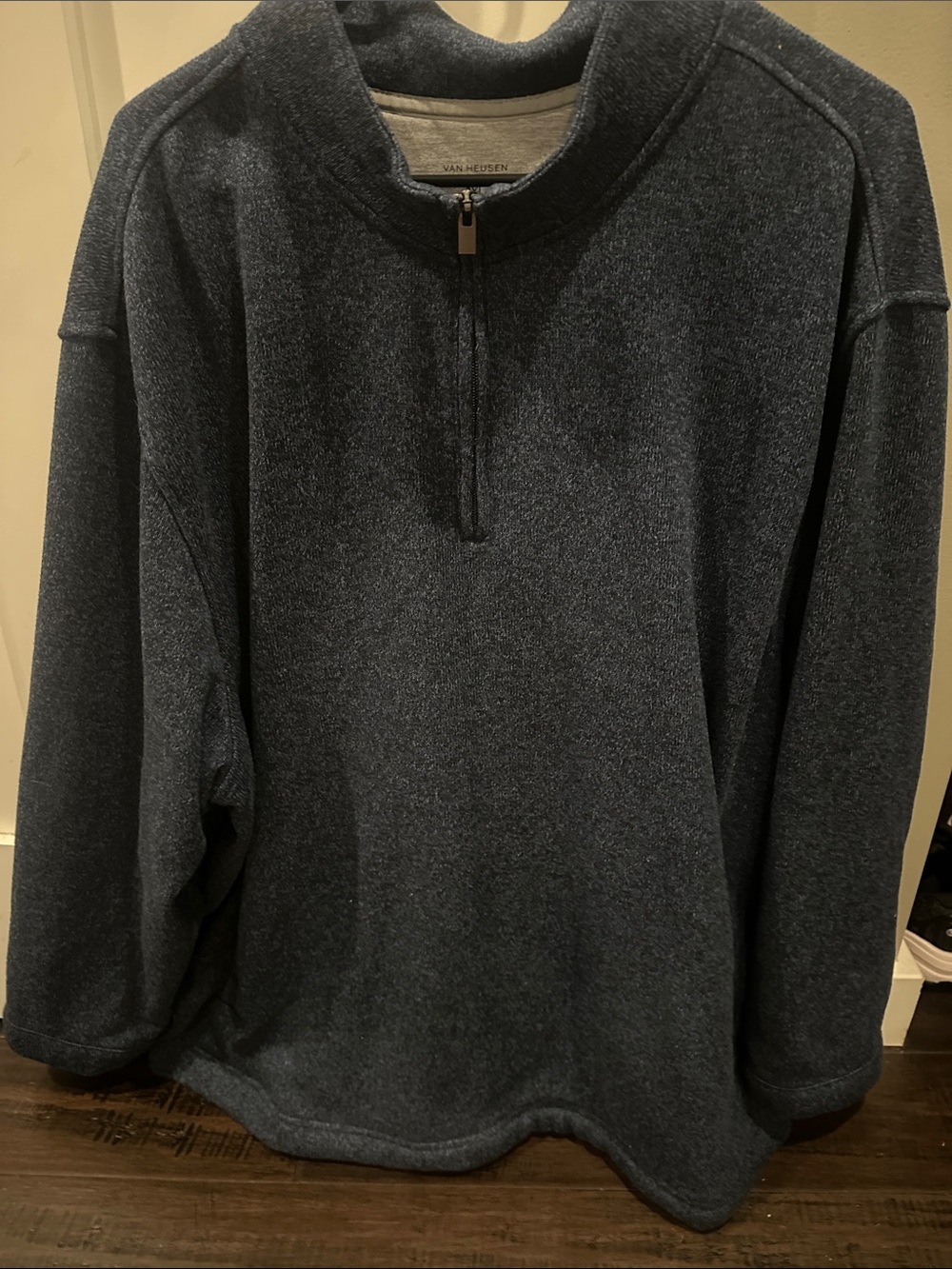 Van Heusen Men's Heathered Navy Half-Zip Pullover